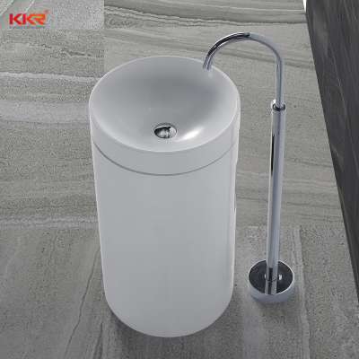 KKR OEM ODM Bathroom Matt Finish Basin Floor Mounted Free Standing Pedestal Wash Basin