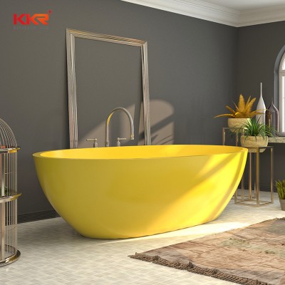 Standard New Oval Shaped Acrylic Resin Casting Bath Tub Solid Surface Artificial Stone Bathroom Bathtub